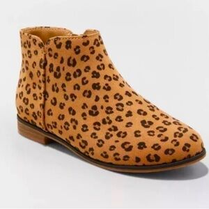 Kids' Cat & Jack Girls' Opal Leopard Print Zipper Booties Brown SIZE 13